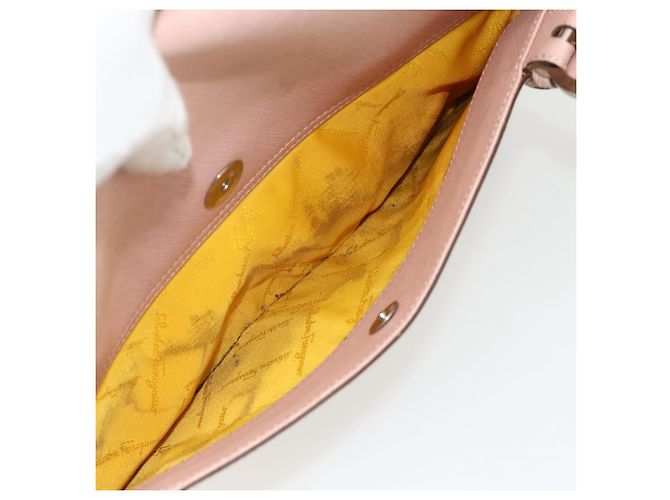 Borsa a mano Gancini in pelle rosa argento Auth 176491 di Salvatore Ferragamo - vista 21