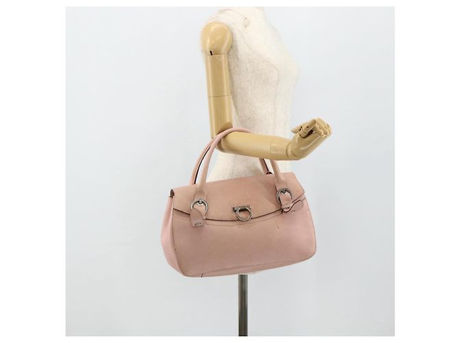 Borsa a mano Gancini in pelle rosa argento Auth 176491 di Salvatore Ferragamo - vista 22