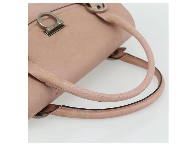 Borsa a mano Gancini in pelle rosa argento Auth 176491 di Salvatore Ferragamo - vista 7