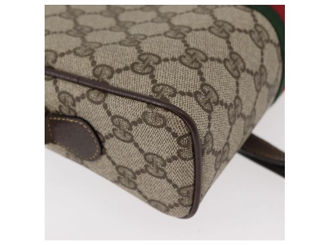 Borsa a Spalla GUCCI GG Supreme Web Sherry Line PVC Beige Oro Auth 175436 D'oro - vista 12