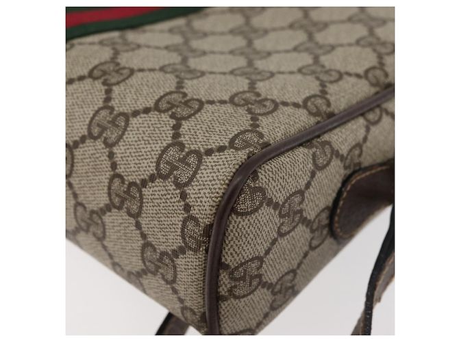 Borsa a Spalla GUCCI GG Supreme Web Sherry Line PVC Beige Oro Auth 175436 D'oro - vista 13