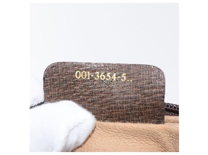 Borsa a Spalla GUCCI GG Supreme Web Sherry Line PVC Beige Oro Auth 175436 D'oro - vista 21
