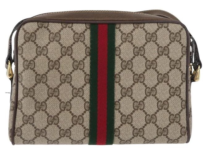 Borsa a Spalla GUCCI GG Supreme Web Sherry Line PVC Beige Oro Auth 175436 D'oro - vista 3