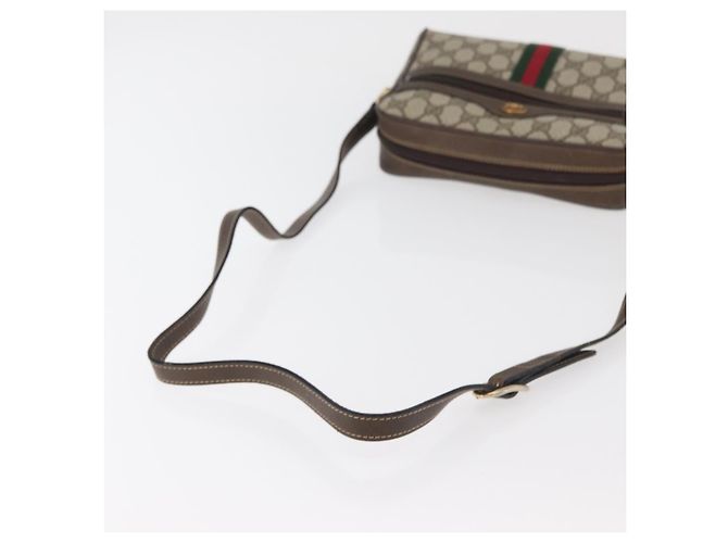 Borsa a Spalla GUCCI GG Supreme Web Sherry Line PVC Beige Oro Auth 175436 D'oro - vista 7
