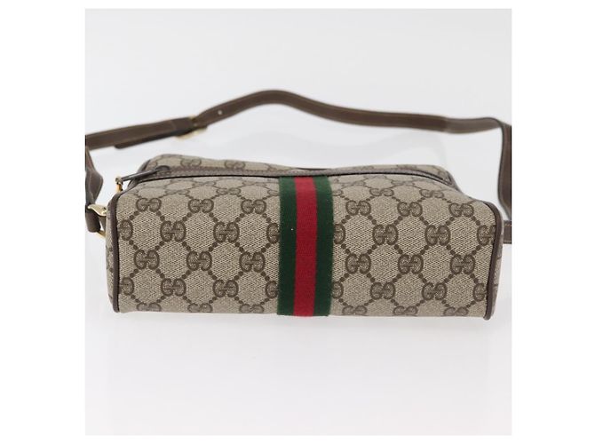 Borsa a Spalla GUCCI GG Supreme Web Sherry Line PVC Beige Oro Auth 175436 D'oro - vista 9