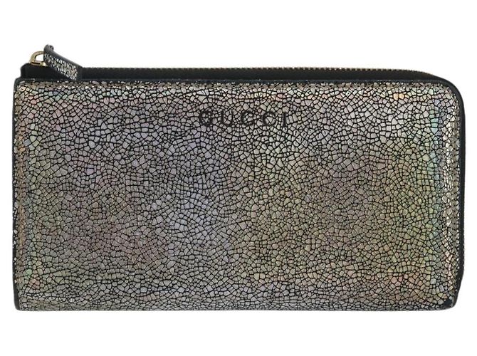 GUCCI Cartera Larga de Cuero Outlet Plata 332747 Auth YKZ1403A - vista 2