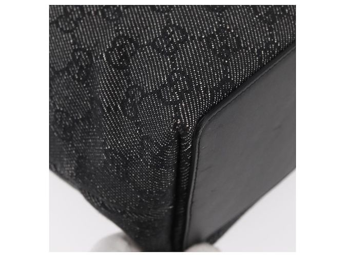 Borsa Tote GG Canvas Gucci Nera Argento 31243 Auth 176607 Nero - vista 12