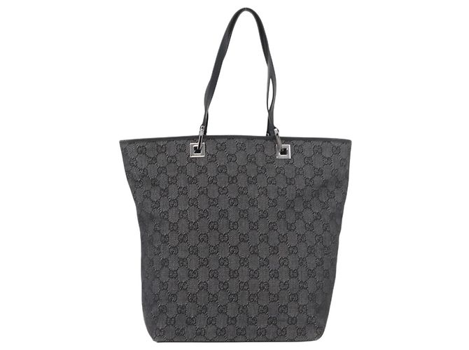 Borsa Tote GG Canvas Gucci Nera Argento 31243 Auth 176607 Nero - vista 2