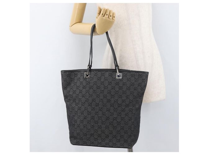 Borsa Tote GG Canvas Gucci Nera Argento 31243 Auth 176607 Nero - vista 22