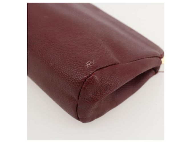 Pochette CHANEL Pelle Caviar Bordeaux Oro CC Auth yk20274 D'oro Bordò - vista 10
