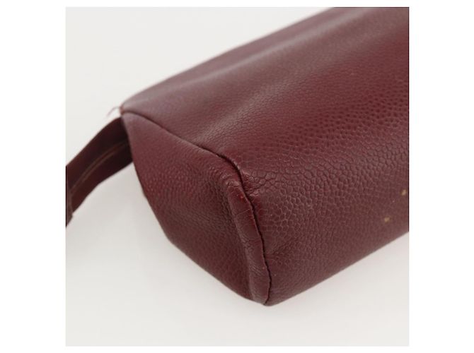Pochette CHANEL Pelle Caviar Bordeaux Oro CC Auth yk20274 D'oro Bordò - vista 11
