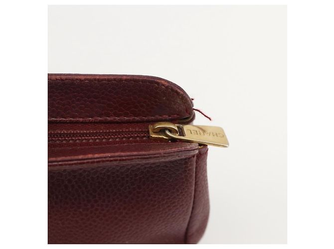 Pochette CHANEL Pelle Caviar Bordeaux Oro CC Auth yk20274 D'oro Bordò - vista 12