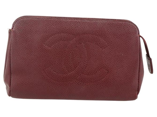 Pochette CHANEL Pelle Caviar Bordeaux Oro CC Auth yk20274 D'oro Bordò - vista 2