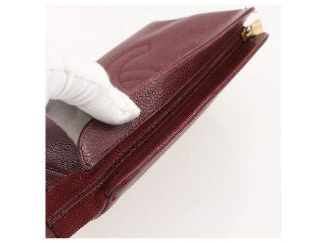 Pochette CHANEL Pelle Caviar Bordeaux Oro CC Auth yk20274 D'oro Bordò - vista 6