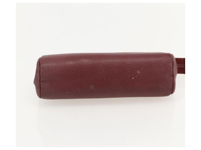 Pochette CHANEL Pelle Caviar Bordeaux Oro CC Auth yk20274 D'oro Bordò - vista 7