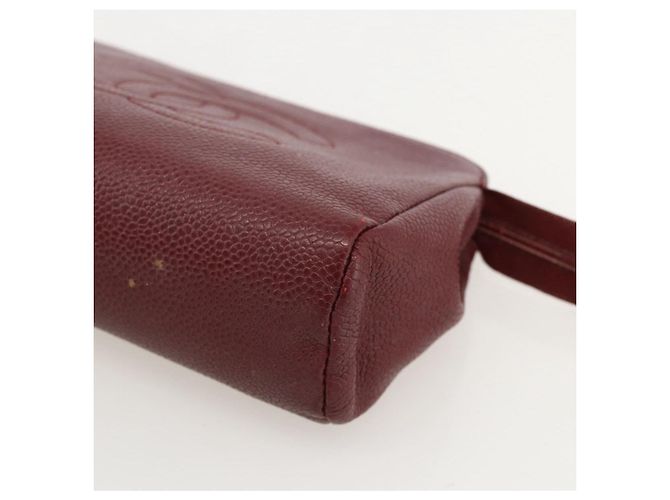 Pochette CHANEL Pelle Caviar Bordeaux Oro CC Auth yk20274 D'oro Bordò - vista 8