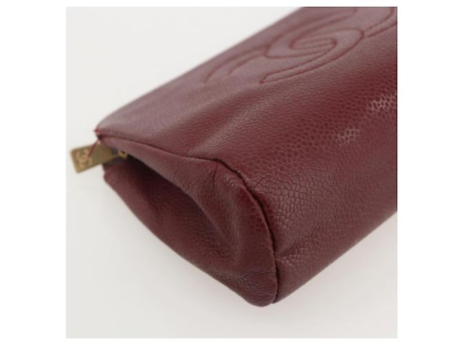Pochette CHANEL Pelle Caviar Bordeaux Oro CC Auth yk20274 D'oro Bordò - vista 9
