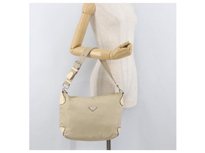 Borsa a Spalla PRADA Nylon Beige Argento Autentica ka4019 - vista 23