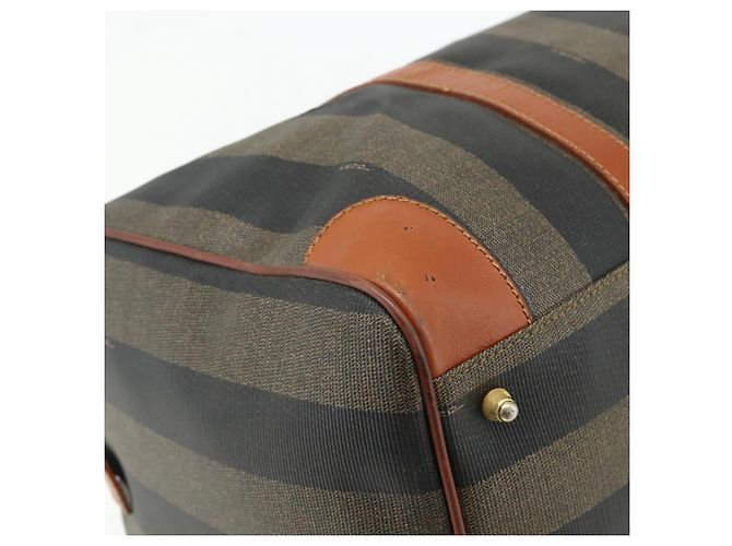 Pequin Borsa Boston in tela Pecan FENDI PVC marrone nero Auth yk20237 - vista 13