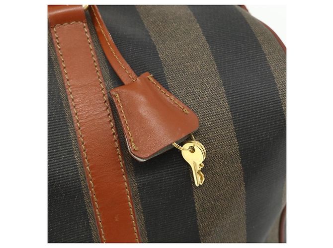 Pequin Borsa Boston in tela Pecan FENDI PVC marrone nero Auth yk20237 - vista 14