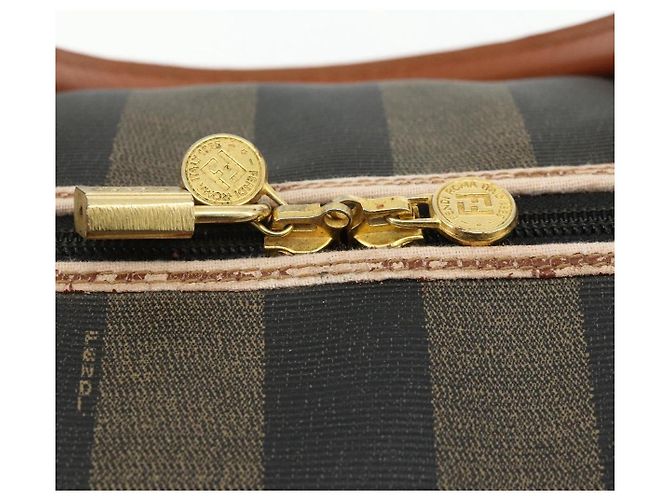 Pequin Borsa Boston in tela Pecan FENDI PVC marrone nero Auth yk20237 - vista 16