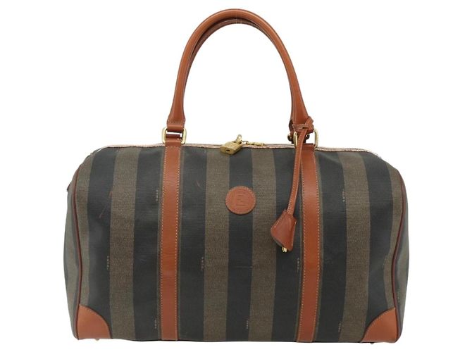Pequin Borsa Boston in tela Pecan FENDI PVC marrone nero Auth yk20237 - vista 2