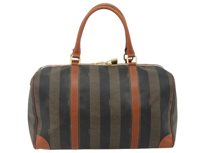 Pequin Borsa Boston in tela Pecan FENDI PVC marrone nero Auth yk20237 - vista 3