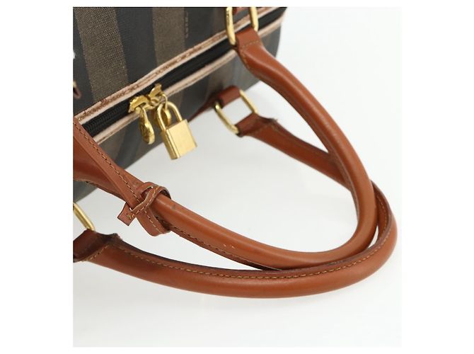 Pequin Borsa Boston in tela Pecan FENDI PVC marrone nero Auth yk20237 - vista 7