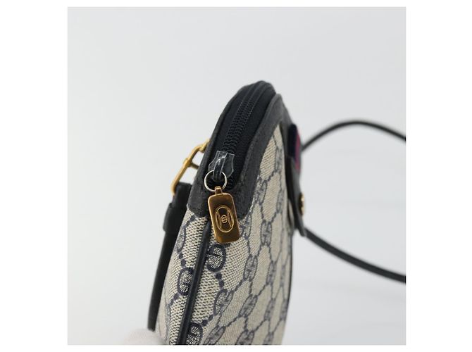 Borsa a Spalla Gucci GG Supreme Sherry Line PVC Blu Navy Oro 98 02 047 Auth 175634 D'oro - vista 15