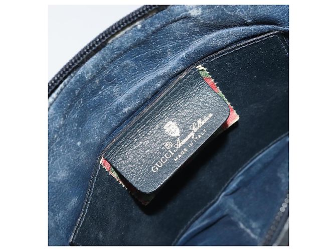 Borsa a Spalla Gucci GG Supreme Sherry Line PVC Blu Navy Oro 98 02 047 Auth 175634 D'oro - vista 16