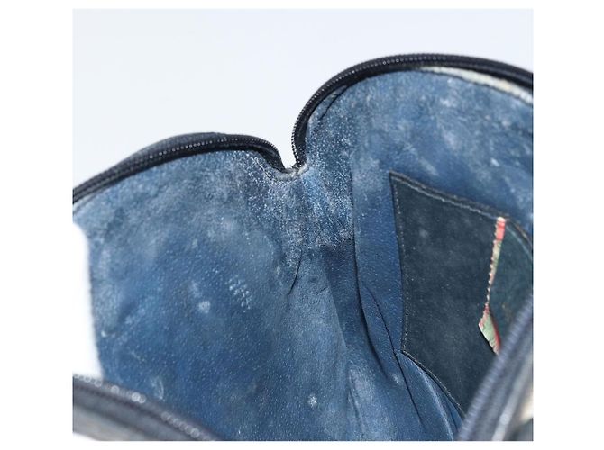 Borsa a Spalla Gucci GG Supreme Sherry Line PVC Blu Navy Oro 98 02 047 Auth 175634 D'oro - vista 19