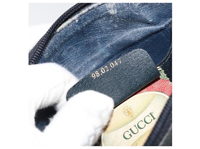 Borsa a Spalla Gucci GG Supreme Sherry Line PVC Blu Navy Oro 98 02 047 Auth 175634 D'oro - vista 21