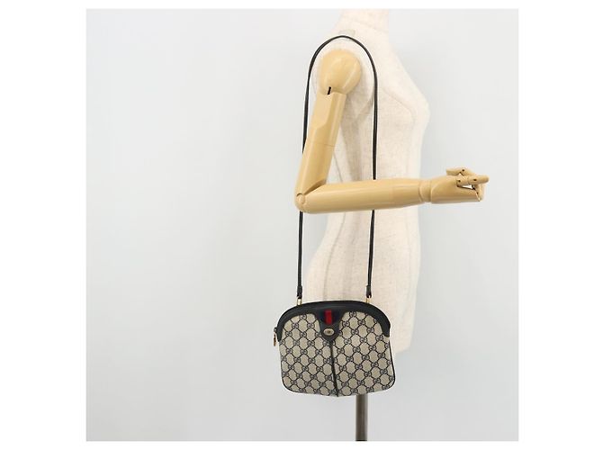 Borsa a Spalla Gucci GG Supreme Sherry Line PVC Blu Navy Oro 98 02 047 Auth 175634 D'oro - vista 22