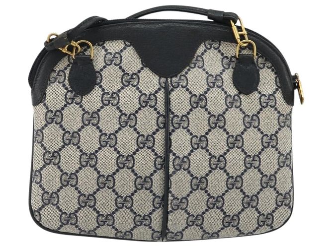 Borsa a Spalla Gucci GG Supreme Sherry Line PVC Blu Navy Oro 98 02 047 Auth 175634 D'oro - vista 3