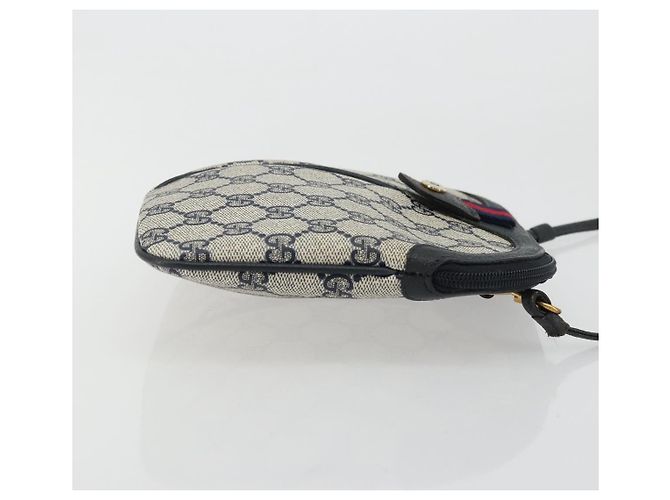 Borsa a Spalla Gucci GG Supreme Sherry Line PVC Blu Navy Oro 98 02 047 Auth 175634 D'oro - vista 4