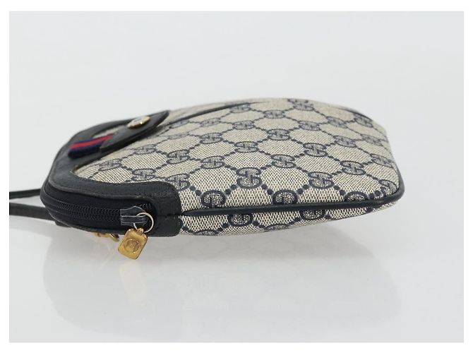 Borsa a Spalla Gucci GG Supreme Sherry Line PVC Blu Navy Oro 98 02 047 Auth 175634 D'oro - vista 5