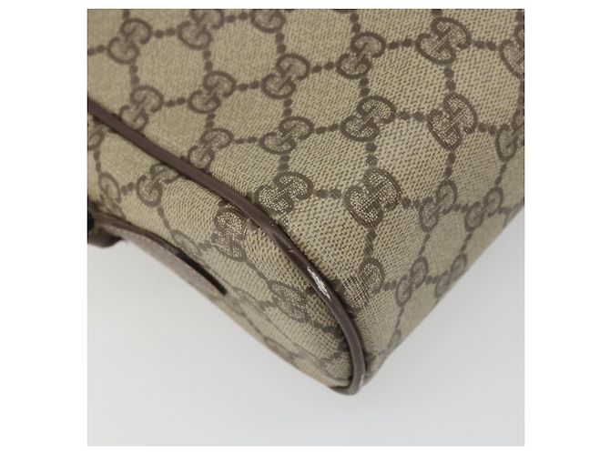 Bolsa Gucci GG Supreme Web Sherry Line em PVC bege e dourado 56 02 088 Auth am11288 - vista 13