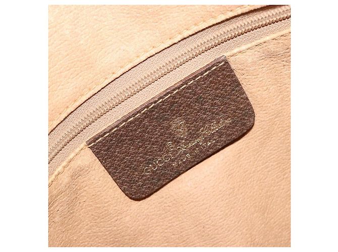 Bolsa Gucci GG Supreme Web Sherry Line em PVC bege e dourado 56 02 088 Auth am11288 - vista 16