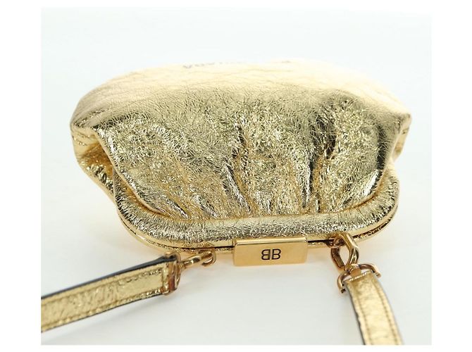 Borsa a spalla Cloud Coin in pelle Balenciaga oro 618915 Auth YKZ1511A - vista 6