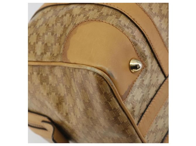 Céline Borsa a mano in tela Macadam CELINE PVC Beige Oro Auth ka3954 D'oro - vista 13