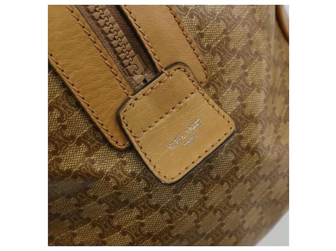 Céline Borsa a mano in tela Macadam CELINE PVC Beige Oro Auth ka3954 D'oro - vista 14