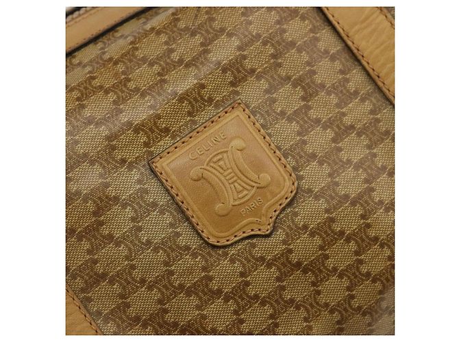 Céline Borsa a mano in tela Macadam CELINE PVC Beige Oro Auth ka3954 D'oro - vista 16