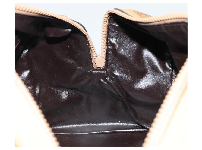 Céline Borsa a mano in tela Macadam CELINE PVC Beige Oro Auth ka3954 D'oro - vista 19