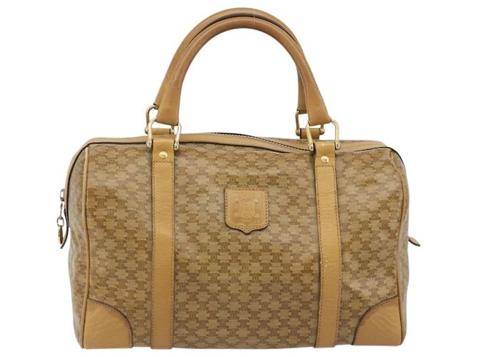 Céline Borsa a mano in tela Macadam CELINE PVC Beige Oro Auth ka3954 D'oro - vista 2