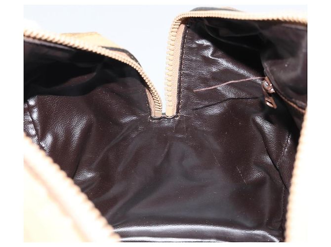 Céline Borsa a mano in tela Macadam CELINE PVC Beige Oro Auth ka3954 D'oro - vista 20