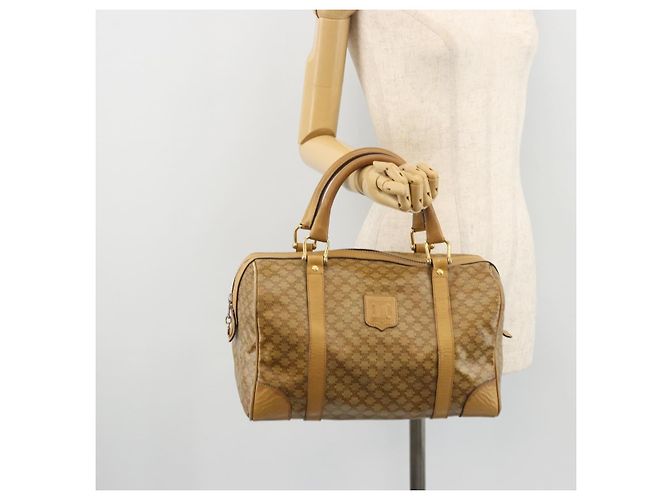 Céline Borsa a mano in tela Macadam CELINE PVC Beige Oro Auth ka3954 D'oro - vista 24