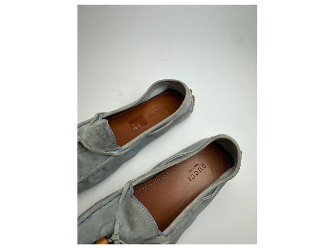 Autre Marque Mocassini in Camoscio Vintage Gucci Bamboo Azzurro Chiaro EU37 Blu - vista 2
