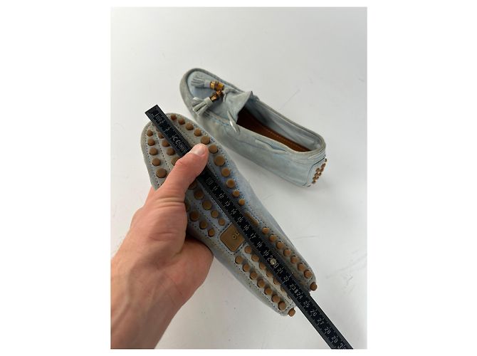 Autre Marque Mocassini in Camoscio Vintage Gucci Bamboo Azzurro Chiaro EU37 Blu - vista 9