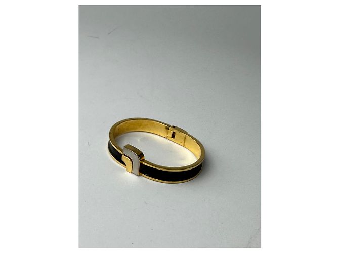 Bracciale in pelle placcato oro vintage Loewe Madrid Nero Oro - vista 2