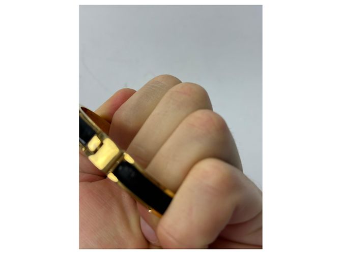 Bracciale in pelle placcato oro vintage Loewe Madrid Nero Oro - vista 5